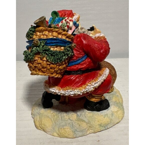 Enesco Santa Figurine Petting Bear Gift Bag Hand Painted Holiday Decor 1993 - Picture 3 of 8